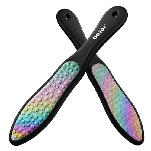 BEZOX Foot File Callus Remover(1 PCS), Double Sided Callus File Scraper, Foot Scrubber for Cracked Heel and Foot Corn Removal, Stainless Steel Pedicure File - Rainbow - style: Rainbow