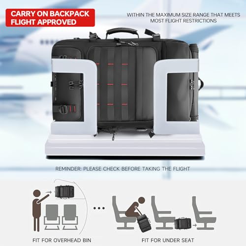 SWICKY Carry On Travel Backpack for Men, Flight Approved 50L Convertible Backpack Duffel Bag with Shoe Compartment & Wet Pocket, Expandable 17.3 Inch Laptop Backpack for Weekender Travel Gym Camping - color: Black 02(50l)