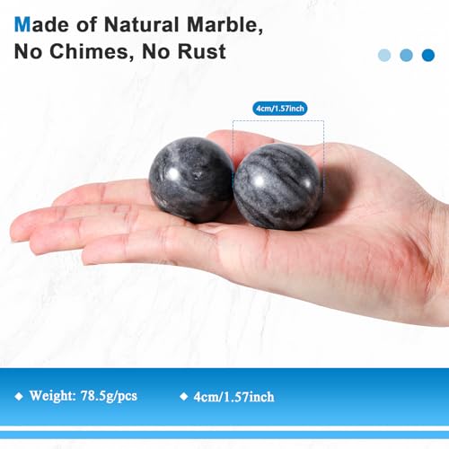 Learay 2Pcs Baoding Balls, Boading Balls for Hand Therapy, Gray, 1.57 inch | Chinese Health Exercise Massage Balls with Carry Pouch for Stress Relief Meditation Ball - color: Gray/1.57 Inch