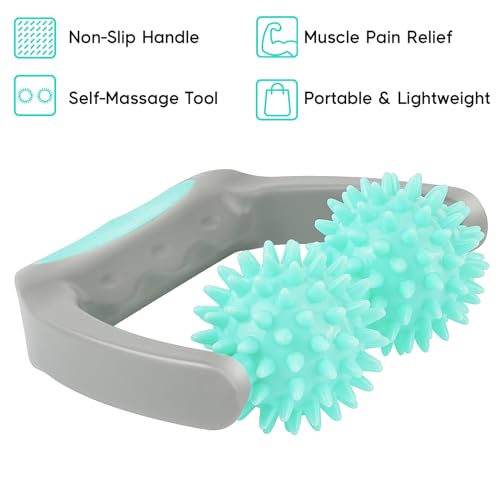 Coolife Fascia Release Spiky Massage Roller, Cellulite Massager - Deep Tissue Massage Tool for Neck Shoulder Legs, 2 Balls Pressure Trigger Point Myofascial Manual Body Massager for Women Men