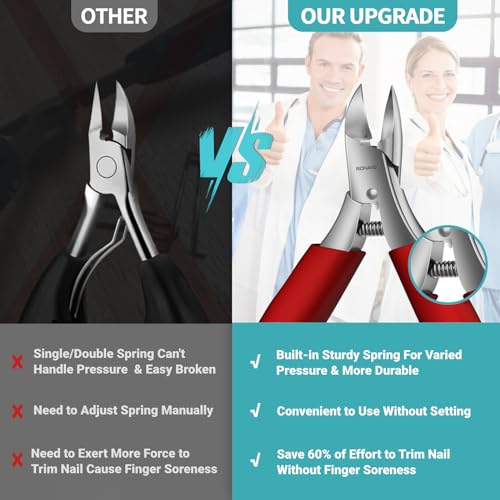 Toenail Clippers for Ingrown & Thick Toenails - Heavy Duty Toe Nail Clippers for Remove Side Ingrown Toenail with Angled Sharp Blades, Professional Pedicure Tool with Long Handle for Seniors & Men - style: Paronychia Nemesis - Red Kit