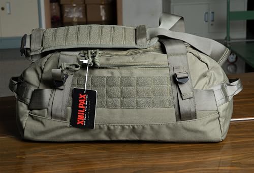 Tactical Duffle Bag MOLLE Gear Bag Carry on Travel Duffel Bag. Ideal for Hunting, Shooting Range, Law Enforcement, Camping, Travel. 35L - color: Olive Drab