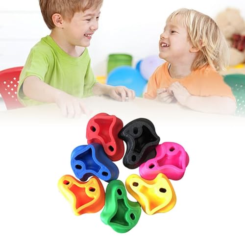 6pcs Rock Climbing Holds, Thickened PE Climbing Grips, Easy Installation for Kids Rock Wall, Pink, Green, Brown, Purple, Yellow, with Hardware