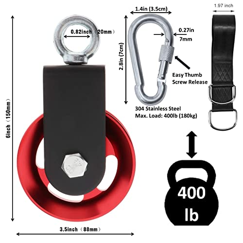 Heavy Duty Lightweight Aluminum Cable Pulleys with Hanging Strap Kit,Snatch Block Pulley Wheel for Home Gyms LAT Pulley System DIY Attachment Home Accessories(Red 2 Pack) - color: Red