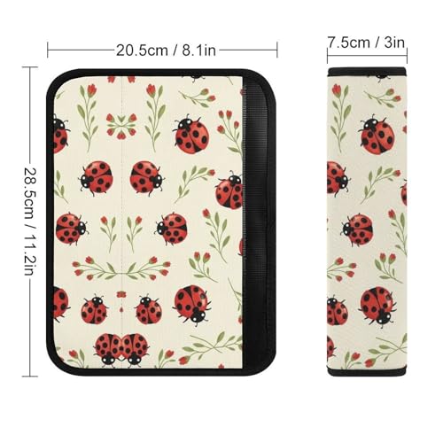 2PCS Cute Ladybugs Seat Belt Cover Breathable Automotive Seat Belt Protector for Adult Use, Most Cars, Pressure Relief - color: Pattern 167