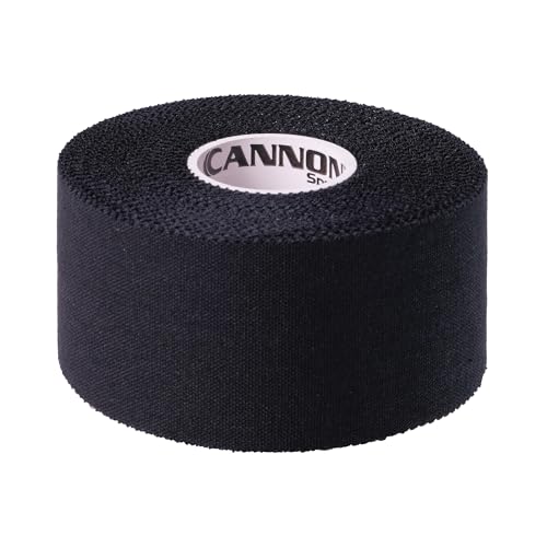 Cannon Sports Premium Athletic Tape - 1.5” x 45 Feet Per Roll - Easy Tear, No Sticky Residue, Very Strong, Hypoallergenic and Latex Free - Ideal for Sprains, Strains, First Aid - Pack of 3 (Black) - color: Black