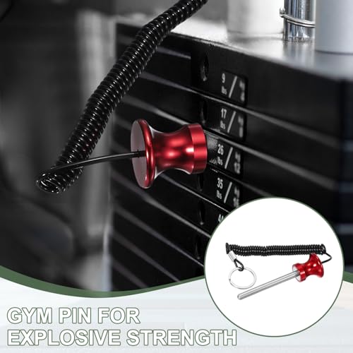 Weight Stack Pin, Weight Gym Pin Strength Training Equipment Replacement with Pull Rope for Commercial Home - color: Red, size: 0.3 x 3.1 Inch