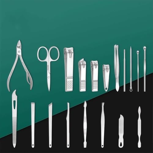 19-Pcs Professional Nail Kit & Manicure Set, Complete Nail Cutter Set with Travel Case, Includes Cuticle Trimmer & Nail Design Tools for Men & Women Fingernail Grooming(Black)