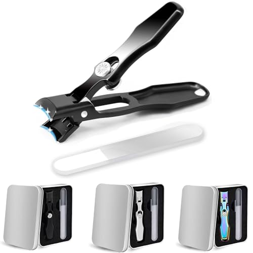 MightyClip Nail Clippers - German Stainless Steel for Men, Includes Nail File and Storage Box (Black) - color: Black