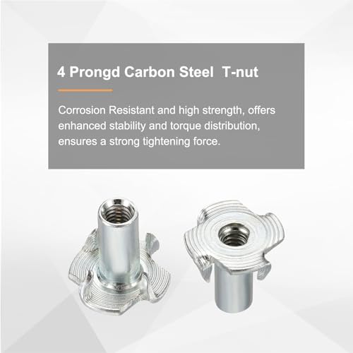 HARFINGTON M4x14mm T-Nuts 4 Pronged Tee Nut 0.57" x 0.55" Fully Thread Carbon Steel Inserts for Wood, Rock Climbing Holds, Cabinetry, Furniture 100pcs - size: M4x14mm, 14.5mm