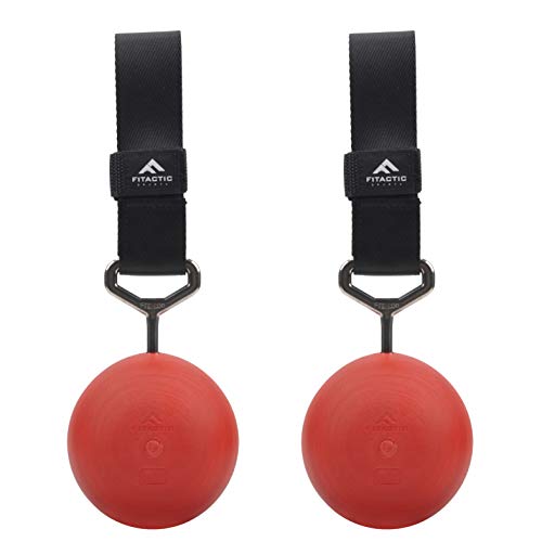 Rock Climbing Solid Training Cannonball Bomb Power Pull Up Ball Hold Grips for Straps for Finger, Forearm, Biceps, Back Muscles - color: Red (4")