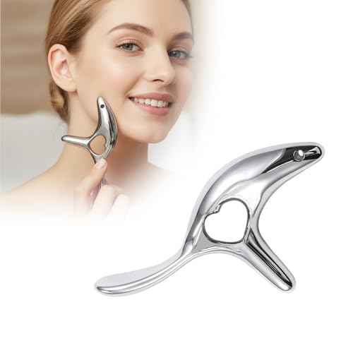 Gua Sha Tool Muscle Scraper Trigger Point Massager | Deep Tissue Myofascial Fascia Release Thumb Saver, Heart Shaped Neck Back Shoulder Foot Pain Relief, Silver