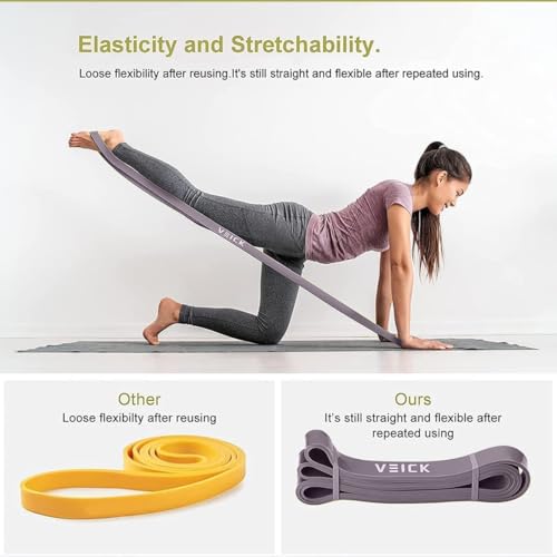 VEICK Pull Up Assist Resistance Bands for Home Gym | 100% Natural Latex, Non Slip Leather Texture, Space Saving, Versatile for Full Body Training, Home Gym - color: Green/Purple Set of 5
