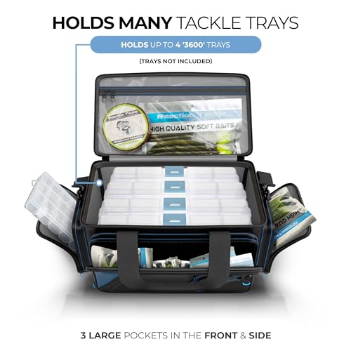 Reaction Tackle Saltwater Fishing Tackle Bags, Water Resistant 1000D PVC Tackle Box Bag with Removable Dividers, Fits 3600 and 3700 Trays, Small - size: Small Bag