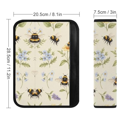 2 Pack Floral Wild Flower Yellow Bee Car Seat Straps Shoulder Pads Universal Soft and Comfortable Seat Belt Cushion for Adults and Children, Stroller Pushchair High Chair - color: Pattern 29