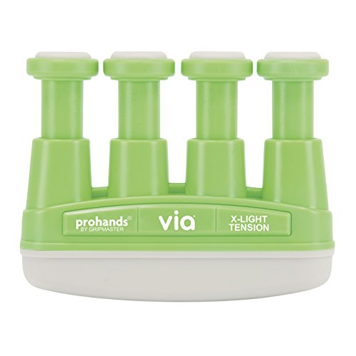 Prohands VIA Hand Exerciser, Finger Exerciser (Hand Grip Strengthener), Spring-Loaded, Finger-Piston System, Isolate and Exercise Each Finger - color: Green - Via, size: 2 lb (X-Light Tension)