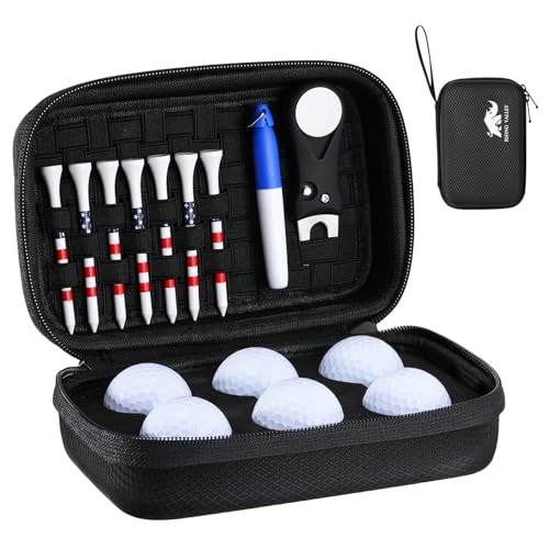 Rhino Valley Golf Glove Holder Case, Golf Accessories Organizer Bag with Glove Shaper for Phone, Gloves, Balls, Tees, Markers, Divot & Repair Tools, Gifts for Golfers Men Women - style: Golf Accessories Kit