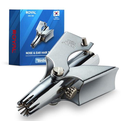 ROYAL [Made in Korea] Nose Hair Trimmer for Men Birdie, Manual, Battery-Free, Water-Resistance, Painless with Twelve Dual-Edged Blades, Patented Mechanism ET-4 - color: Silver