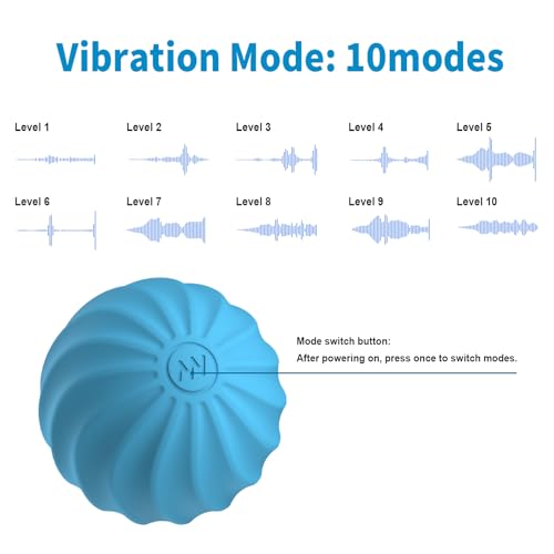 2.5" Mini Massage Ball, 10 Speeds Vibrating Massage Roller Ball for Palm, Hand, Foot, Leg, Neck, Back, Trigger Point Muscle Therapy Ball for Myofascial Release, Plantar Fasciitis Relief (Blue) - color: Blue