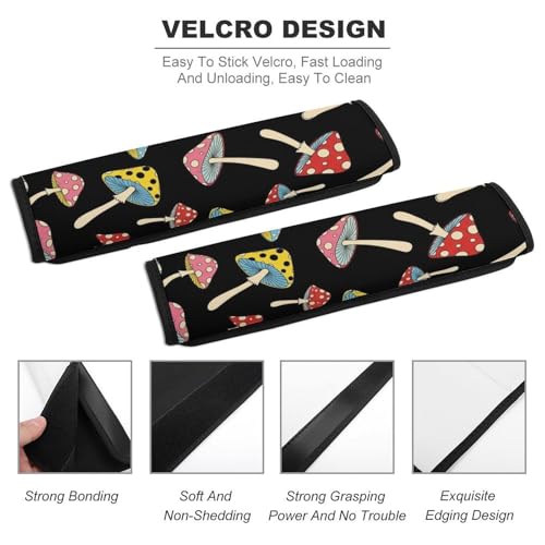2 Pack Universal Fit Seat Belt Shoulder Pad for Kids, Car Seats Pushchair Strollers High Chair Pushchair, Colorful Mushrooms Shoulder Protector, Anti-Slip Pad - color: Pattern 964