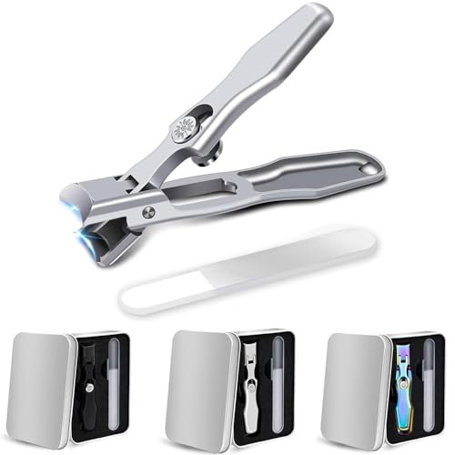MightyClip Nail Clippers - German Stainless Steel for Men, Includes Nail File and Storage Box (Silver) - color: Silver