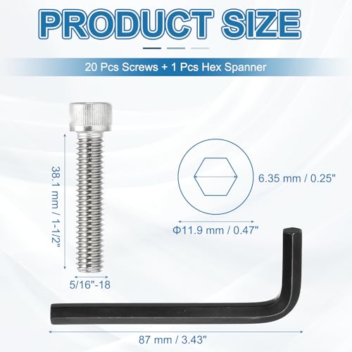 PATIKIL 1-1/2"-18 x 1-1/2" Socket Head Screws Cap Bolt, 10Pcs 304 Stainless Steel Hexagon Socket Screws with Hex Wrenches Full Thread for Road Bicycle Mountain Bike Auto, Silver/Black - color: Silver/Black, size: 1-1/2"-18 x 1-1/2"