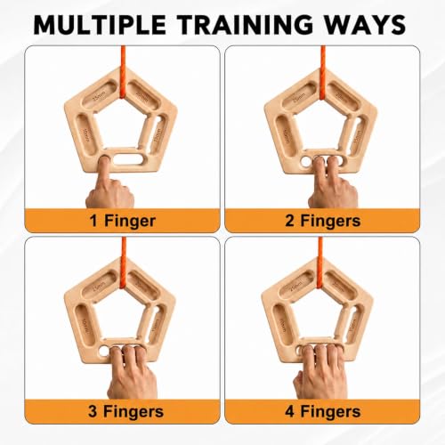 2-Pack Portable Wooden Climbing Hangboards for Finger and Grip Training | Two birch boards with ropes feature 10/15/20/25 mm pockets and finger slots for warm-ups, grip strength and pull training.