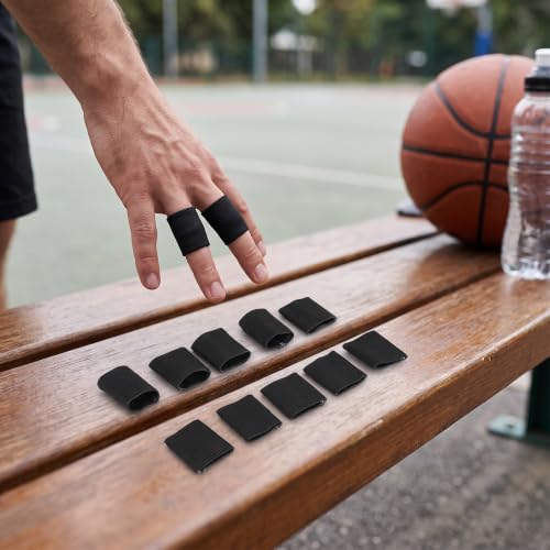 Zerone 10Pcs Finger Protector Sleeve, Elastic Nylon Support Wraps Basketball Sports Aid Finger Sleeves for Joint Protection