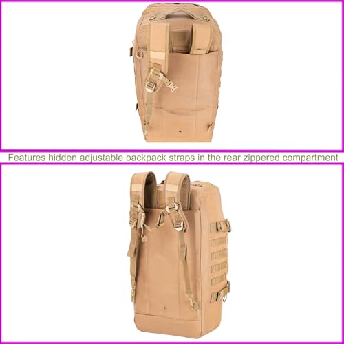 3 in 1 Tactical Travel Duffel Bag Backpack, Heavy Duty Military Gym Bag | Waterproof 600D nylon, internal collapsible dividers, weekend overnight travel, gym workout, camping luggage, 30L 45L 85L - color: Coyote, size: 85L,(27x14x11)Inches