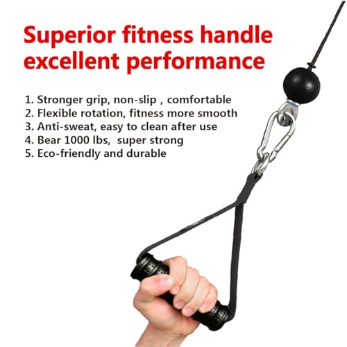 Heavy Duty Gym Exercise Handles Attachment for Cable Machine,Resistance Band,Pulley System Home Fitness Workout Equipment, with Elastic Rubber Grip and 2 Large Carabiners - color: Space Black xw
