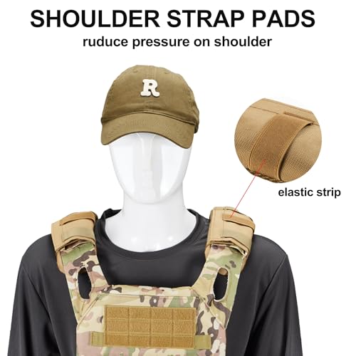 2 Pack Shoulder Strap Pad Backpack Strap Pads Tactical Vest Shoulder Pad Guitar Pad Width Up to 3.1" Compatible with Tactical Vest Tactical Sling Bag - color: khaki