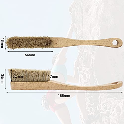 Premium Rock Climbing Brush with Thick Ultra Durable Boar's Hair Bristles, Bouldering Brush with Strong Handle, Climbing Gift for Rock Climbers (CJ-CB2008A+CJ-CB2045B(2 Pcs)