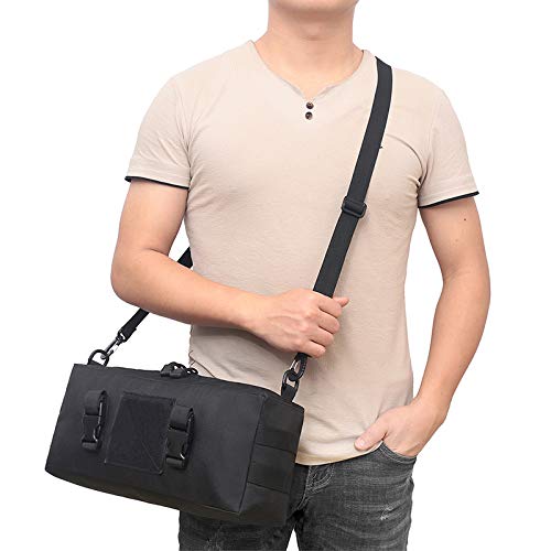 ACEXIER Outdoor Climbing Bags Waterproof Tactical Accessories Shoulder Bag 600D Nylon Molle Camping Pack Hiking Waist Bag - color: Black