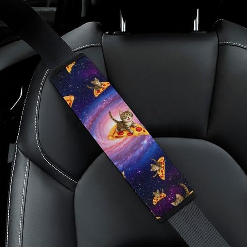 2 Pack Outer Space Purple Galaxy Pizza Cat Seat Belt Cover Universal Fit Shoulder Harness Cover for Girls and Boys, Car Seats Pushchair Strollers High Chair Pushchair - color: Pattern 1073
