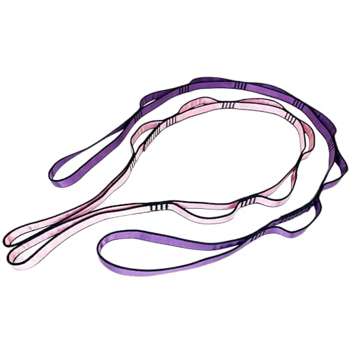 2Pcs Daisy Chain Multipurpose Anti-Gravity Yoga Belt, Climbing Rope, Hammock Rope - 23KN Double-Layer Adjustable Nylon Strap Rope Strong Daisy Chain - color: pink purple