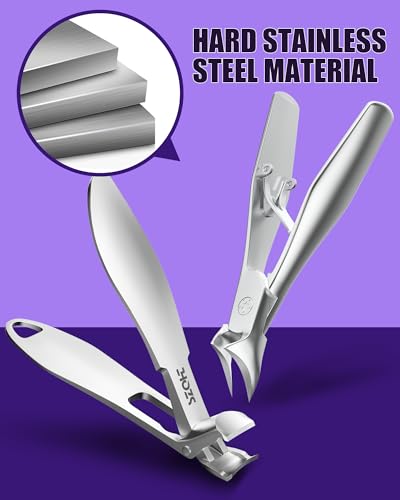 Nail Clippers Set - SZQHT 2025 Upgrade Angled Head Nail Clippers for Men,Seniors,Women,Toenail Clippers for Thick,Ingrown, Nails, Professional Stainless Steel Toe Nail Clippers,Nail File, Heavy Duty