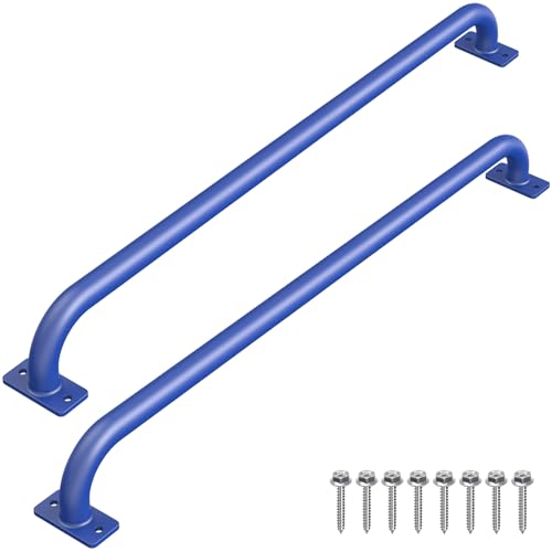 SELEWARE 42" Blue Playground Ladder Handle Metal Playset Handles Grab Bars | 500LB 2Pcs Heavy Duty Steel Kids Playground Handles for Indoor/Outdoor Ladder Handrail Swing Set Treehouse Rock Climbing Wall - color: D: 42"-2 Pcs-blue