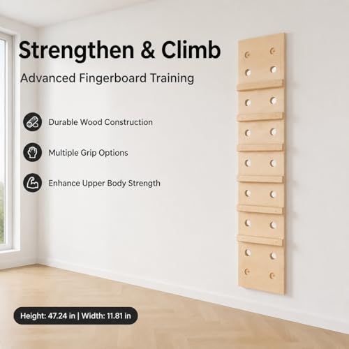 Home Climbing Wall Panel, 1.22 × 2.44 m Solid Material, Wall-Mounted Indoor Climbing Panel, Physical Training & Active Play, Fingerboard - style: Fingerboard