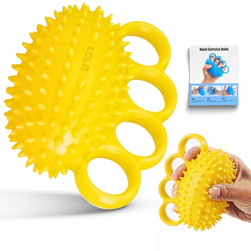 Hand Exercise Ball, Finger Therapy Ball, Grip Strengthener for Adults - Stress Relief, Massage Ball, Resistance Training for Wrist Flexibility, Hand Strengthening, Anxiety Relief - color: Yellow