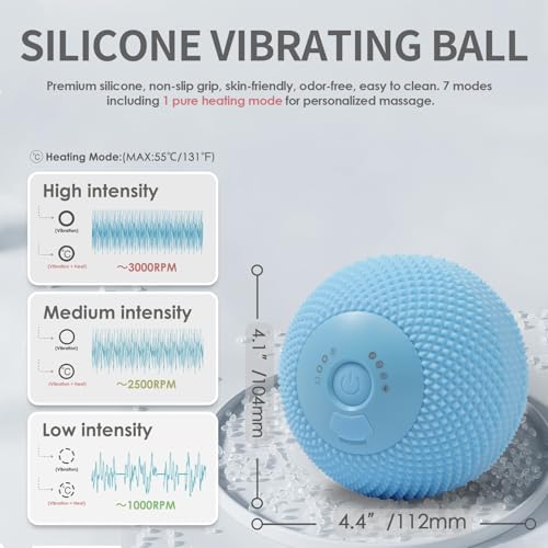 Heating Vibrating Massage Ball with 7 Modes & Memory Function for Myofascial Release, Deep Tissue and Trigger Point Muscle Therapy - Targets Back, Hip, Leg, Neck & Foot (Blue) - color: Blue