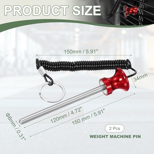Weight Stack Pin, Weight Gym Pin Strength Training Equipment Replacement with Pull Rope for Commercial Home - color: Red, size: 0.3 x 4.7 Inch