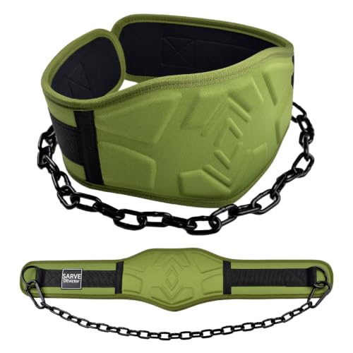 Dip Belt for Weightlifting - 12mm Neoprene Padded Weight Lifting Belt with 36IN Heavy Duty Steel Chain, Weighted Pull Up Belt for Dips, Squats, Strength Training, Men Women - color: Green