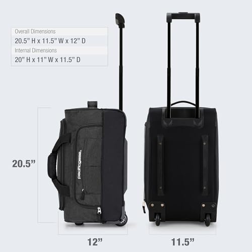 Pacific Gear Duffel Bag with Rolling Wheels - color: Black, size: 21 inch