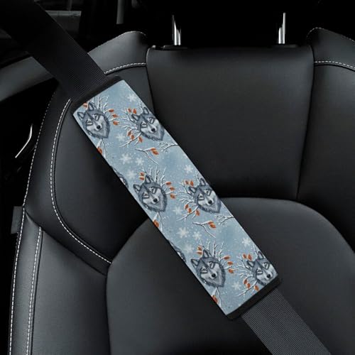 2 Pack Snow Wolves Lovers Car Seat Belt Pad Soft Padded Seat Belt Cushion for Child, Stroller Pushchair High Chair, Shock Absorption - color: Pattern 94