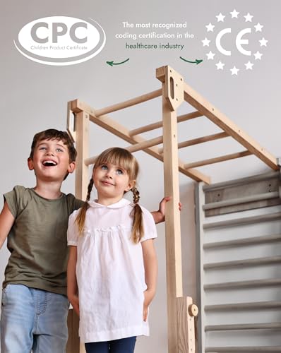 Indoor Jungle Gym Add-On for Swedish Wall, Montessori Climbing Attachment (Swedish Wall Sold Separately) - size: Swedish Wall Extension