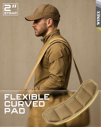 WYNEX Shoulder Strap, 55 inch Universal Bag Strap Replacement with Pad | Single Shoulder Strap with Detachable Thick Pad, Crossbody Bag Strap for Tactical Pouch Tool Bag Messenger Bag Luggage Duffle - color: Khaki, size: 2“ Strap