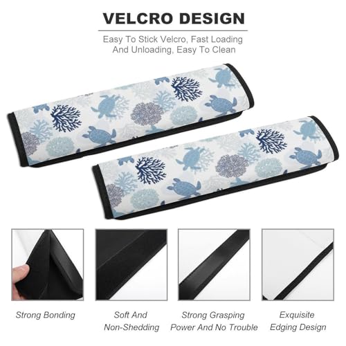 Universal Fit Turtle White Blue Sea Hawaiian Ocean Beach Seat Belt Shoulder Pad for Adult Use, Most Cars, 1 Pair Harness Pads Strap Anti-Slip Pad - color: Pattern 377