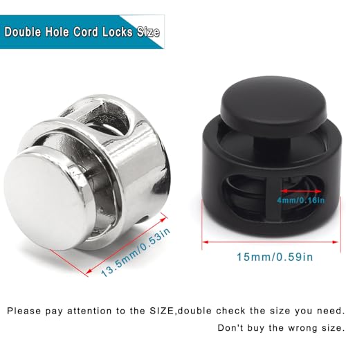 Enosea 12 Pcs Metal Cord Lock，Double Hole Draw String Clip Cord Stopper | Spring Toggle Stopper for Drawstrings, Shoelaces, Paracord