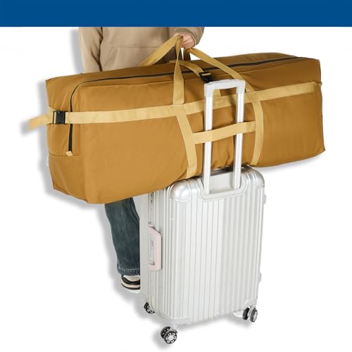 Arxus Large Duffel Bag, Waterproof Carry on Weekend Overnight Storage Bag over Luggage for Airline, Travel, Camping, Moving - color: 180L-Khaki