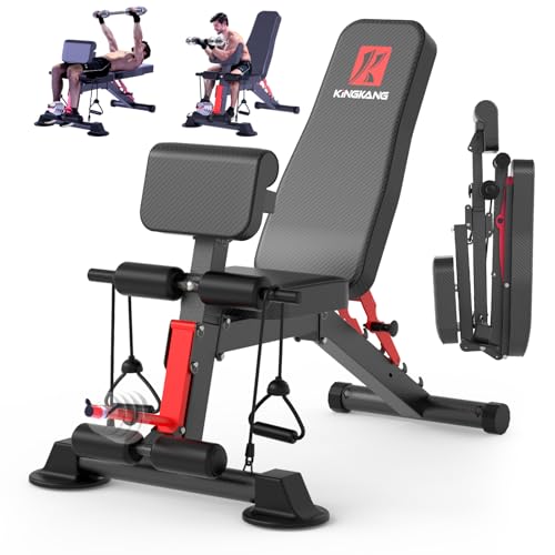 K KiNGKANG Adjustable Weight Bench for Home Gym Full Body Strength Training | Load 1050lbs|8+3 Angle Positions|High-Density Cushion|Commercial Steel Frame|Assembly Free | Foldable | Space Saving - color: Charcoal